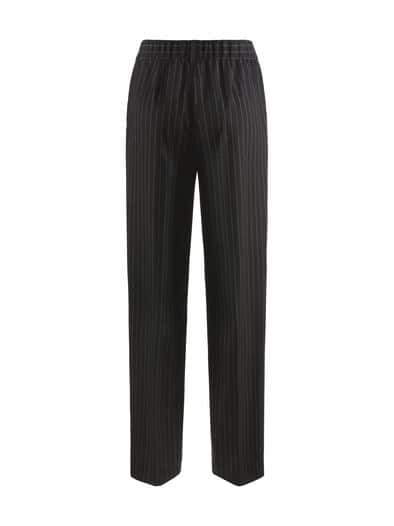 Flanell-Schlupfhose Nadelstreifen Schwarz/Weiß