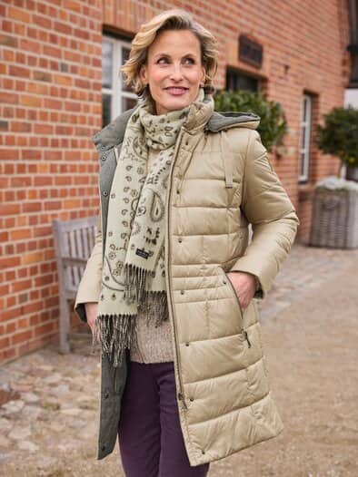 Longjacke mit Jersey-Futter Creme