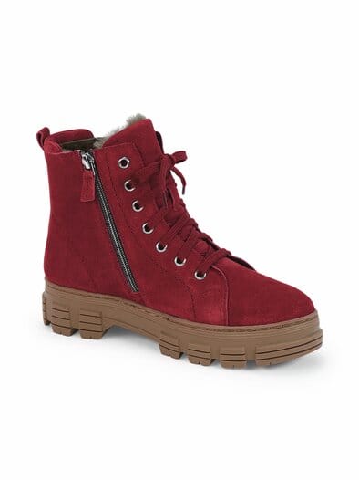 Flex-Schnürbootie Lammfell Bordeaux