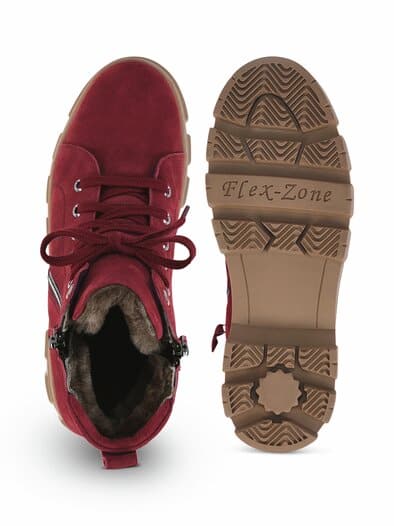 Flex-Schnürbootie Lammfell Bordeaux