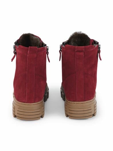 Flex-Schnürbootie Lammfell Bordeaux