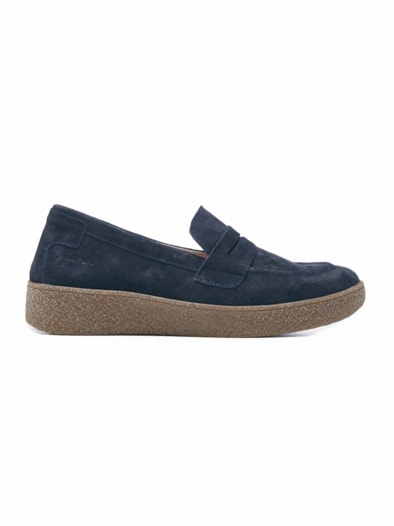 Komfort-Slipper Samtvelours Dunkelblau