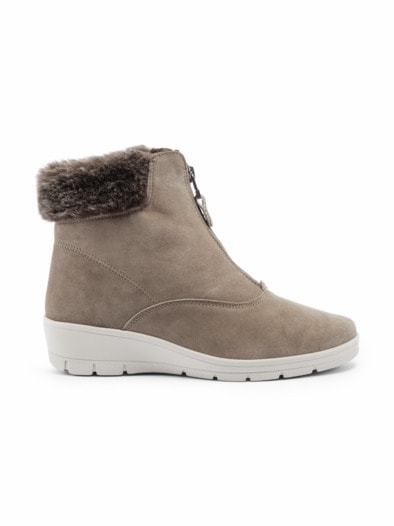 Hallux-City-Stiefelette Keilabsatz Taupe