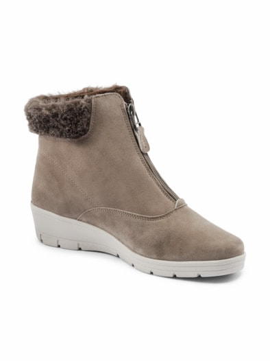 Hallux-City-Stiefelette Keilabsatz Taupe