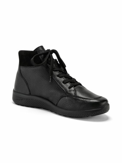 Hirschleder-Stiefelette Bequemweite Schwarz