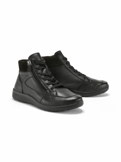 Hirschleder-Stiefelette Bequemweite Schwarz