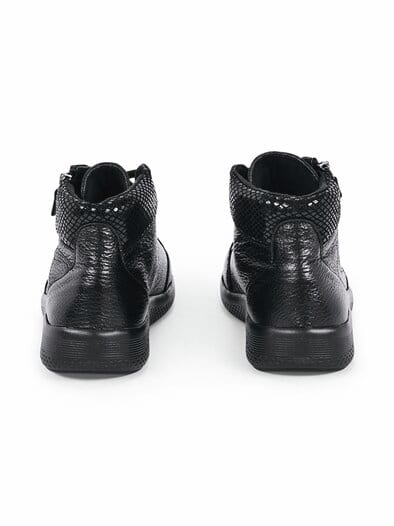 Hirschleder-Stiefelette Bequemweite Schwarz