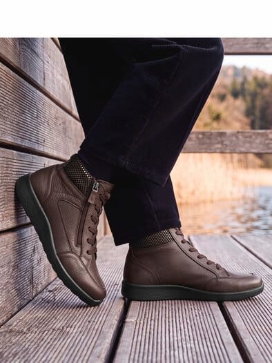 Hirschleder-Stiefelette Bequemweite Braun
