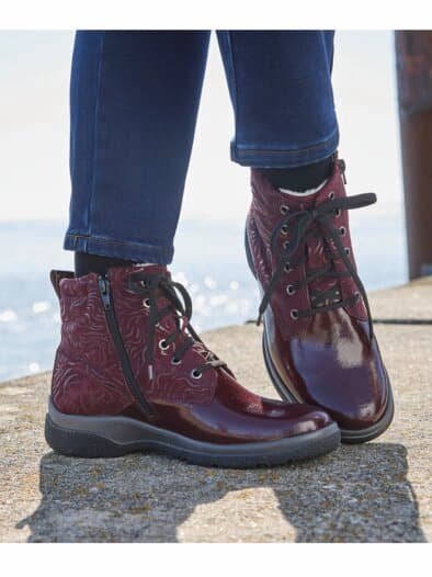 Ultragrip-Stiefelette Schurwolle Bordeaux