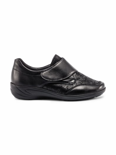 Hallux-Klettslipper Extraweit Schwarz