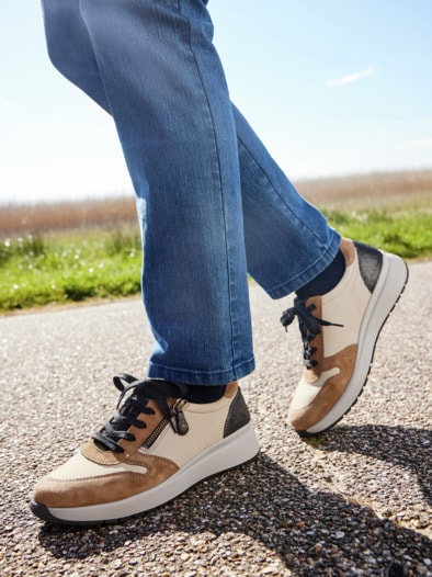 Hallux-Sneaker Korkfußbett Beige