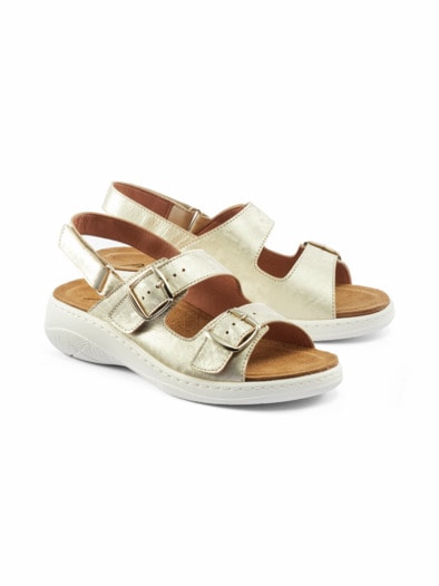 Komfort-Sandale Korkfußbett Gold