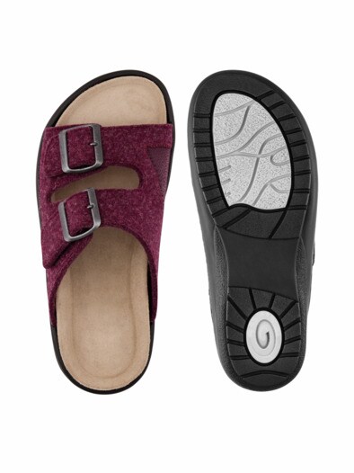 Hallux-Filz-Pantolette Reflex Bordeaux