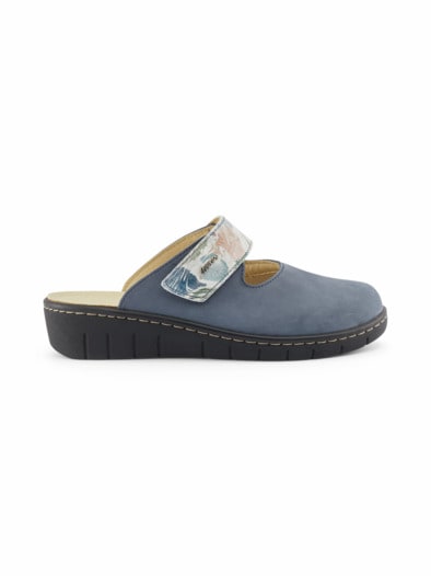 Hallux-Korkfußbett Pantolette Blau Multicolor