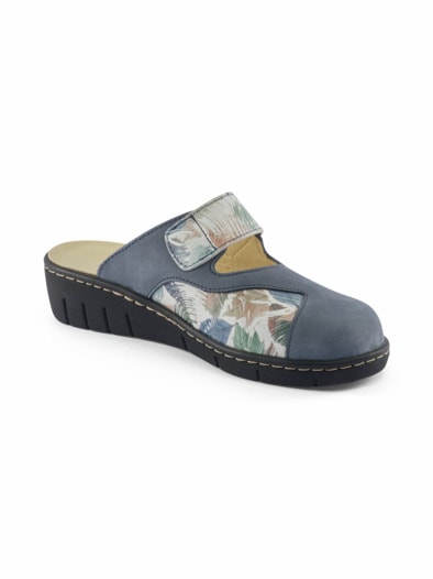 Hallux-Korkfußbett Pantolette Blau Multicolor