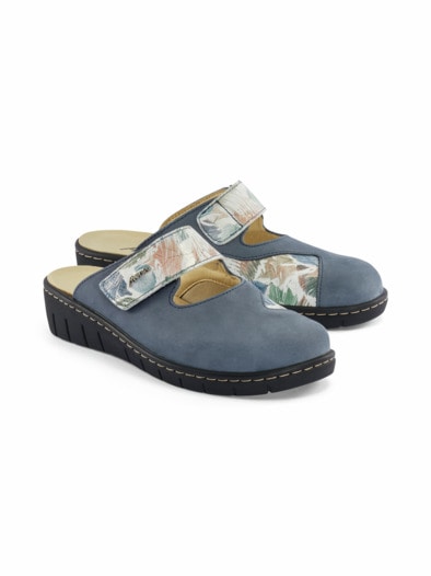 Hallux-Korkfußbett Pantolette Blau Multicolor