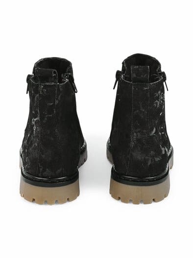 Hallux-Floralbootie Doppelzip Schwarz