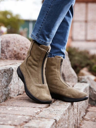 Hallux-Lammfell-Bootie Beige