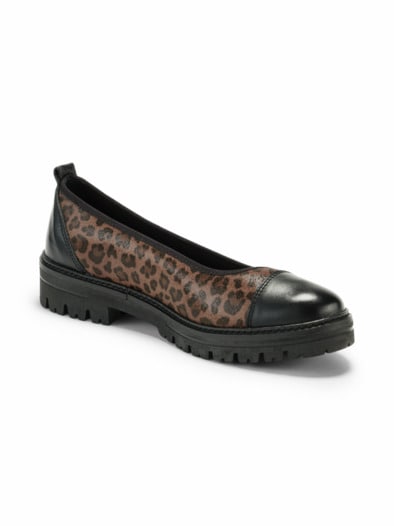 Hallux-Ballerina Schrittsicher Leoprint Braun