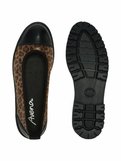 Hallux-Ballerina Schrittsicher Leoprint Braun