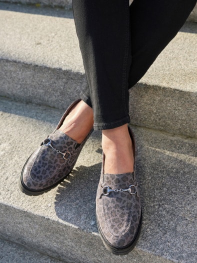Hallux-Slipper Schrittsicher Leoprint Grau
