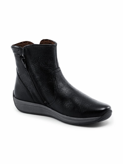 Hirschleder-Bootie Warmfutter Schwarz