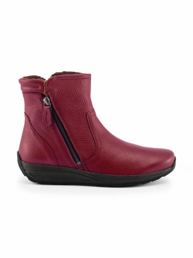 Hirschleder-Bootie Warmfutter Bordeaux