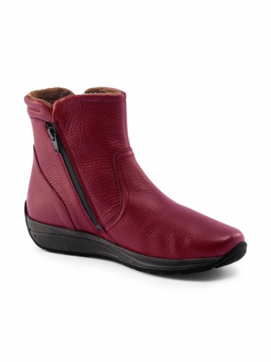 Hirschleder-Bootie Warmfutter Bordeaux