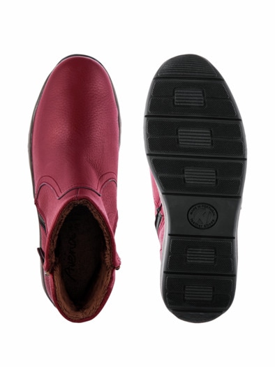 Hirschleder-Bootie Warmfutter Bordeaux