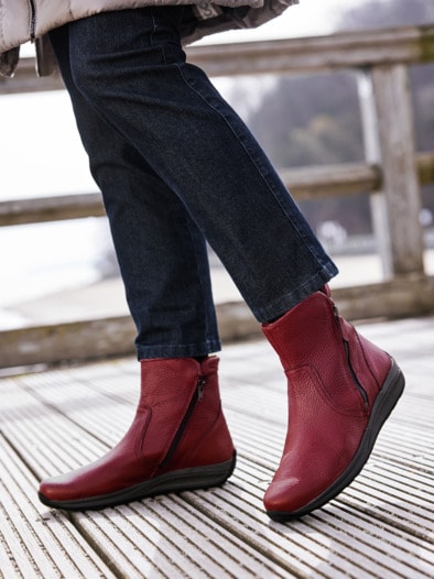 Hirschleder-Bootie Warmfutter Bordeaux