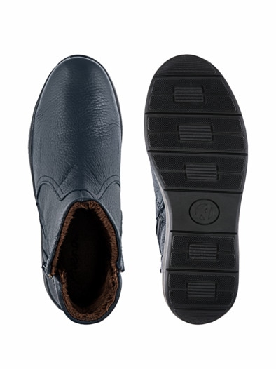 Hirschleder-Bootie Warmfutter Blau