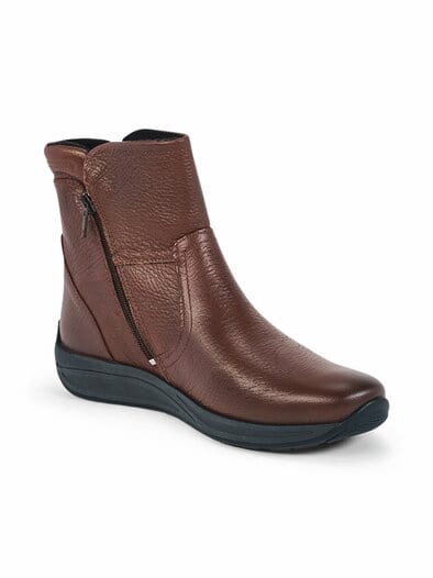 Hirschleder-Bootie Warmfutter Cognac