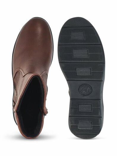 Hirschleder-Bootie Warmfutter Cognac