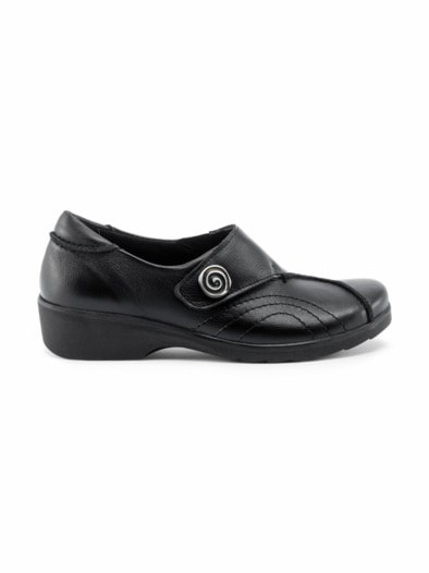 Komfort-Klettslipper Schrittfedernd Schwarz