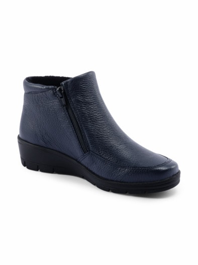 Hallux-Hirschleder Bootie Thermo Blau