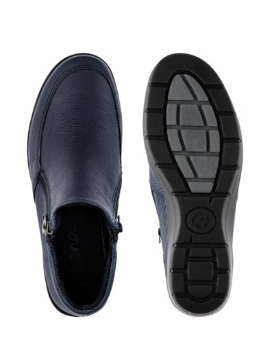 Hallux-Hirschleder Bootie Thermo Blau