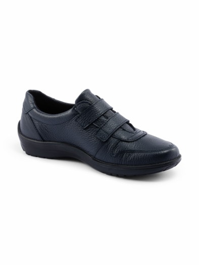 Hirschleder-Klettslipper Blau