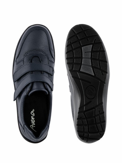 Hirschleder-Klettslipper Blau