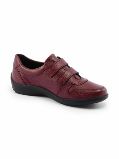 Hirschleder-Klettslipper Bordeaux