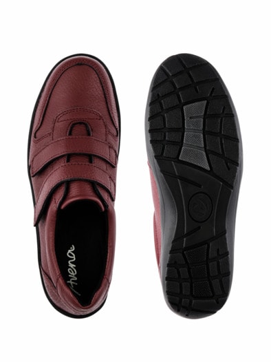 Hirschleder-Klettslipper Bordeaux