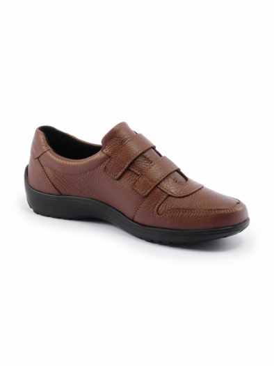 Hirschleder-Klettslipper Cognac