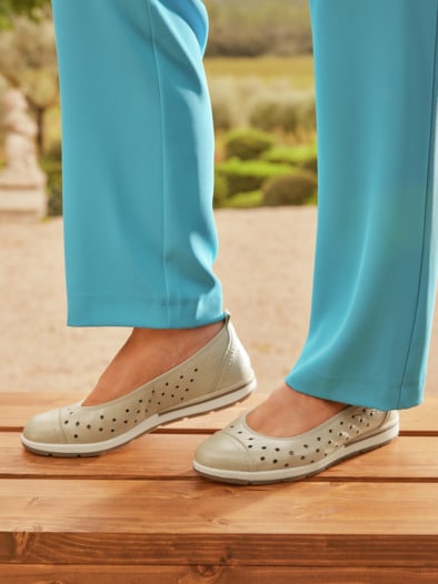Hirschleder-Ballerina Sommerleicht Beige