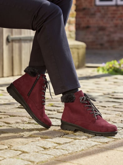 Hallux-Stiefelette Kuschelwarm Bordeaux
