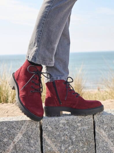 Hallux-Stiefelette Trittsicher Weinrot