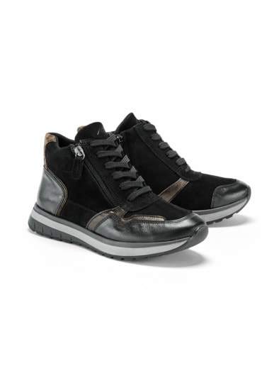 Hallux-Reißverschluss Bootie Schwarz Bronze