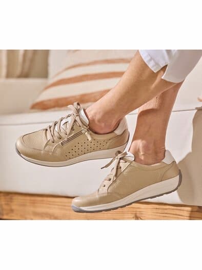 Hirschleder-Schnürer Luftkomfort Beige