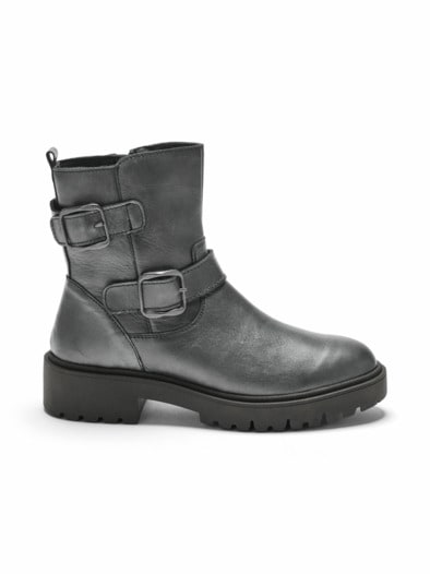 Hallux-Stiefelette Reißverschluss Silber Metalic