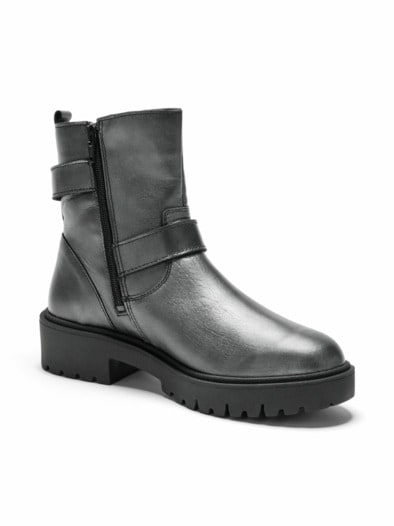 Hallux-Stiefelette Reißverschluss Silber Metalic