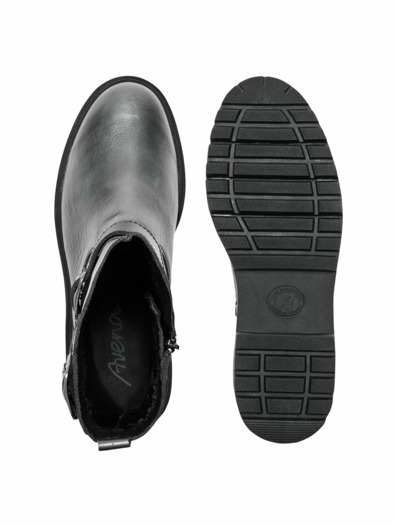 Hallux-Stiefelette Reißverschluss Silber Metalic