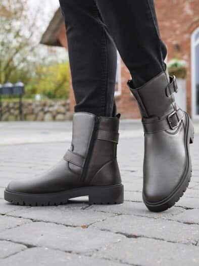 Hallux-Stiefelette Reißverschluss Silber Metalic